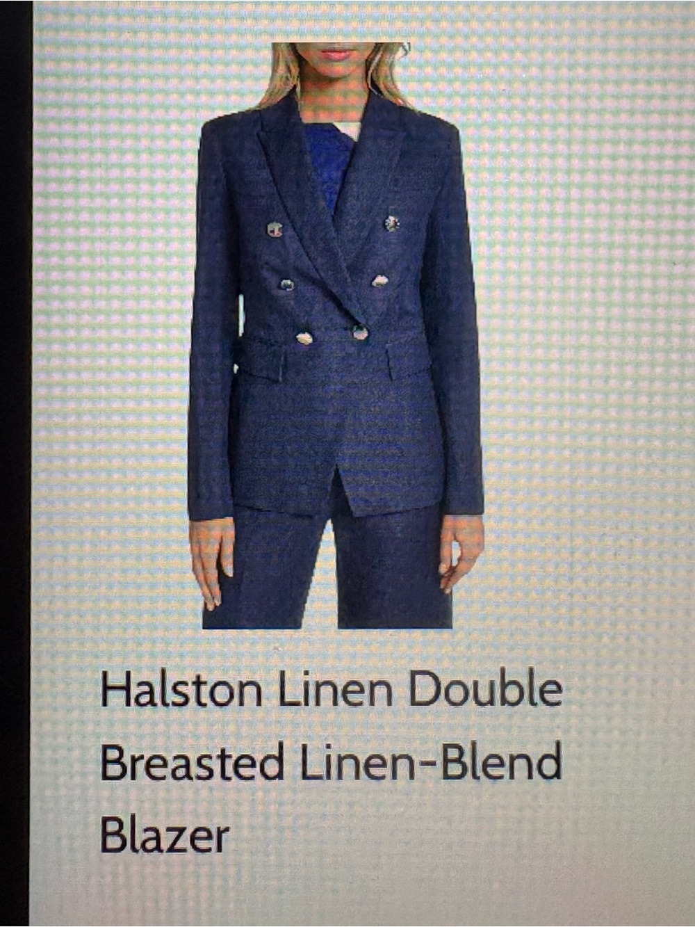 Halston Heritage Navy Double-Breasted Blazer with Gold Buttons